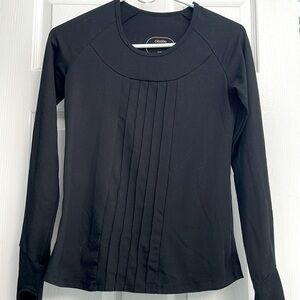 Oiselle black athletic shirt thumb holes front seams women’s size 02